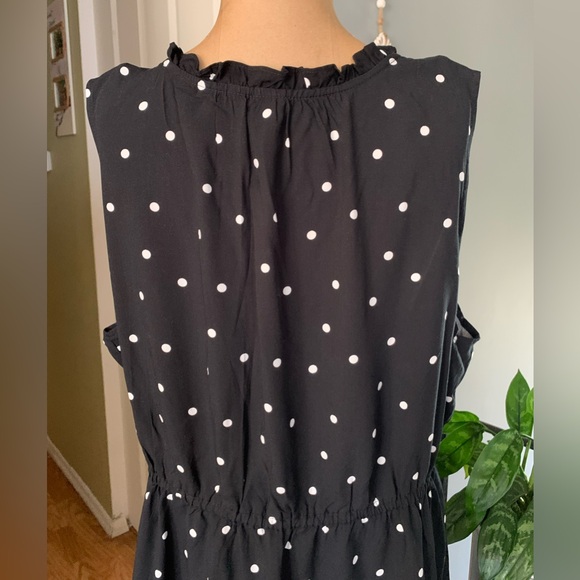 New GAP Viscose Polka Dot Coquette Dress Black & White XL Picnic - Picture 8 of 14